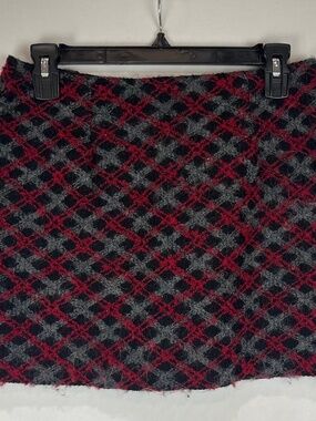 GUC A BYER Vintage 90s Red Plaid Mohair Mini Skirt Womens Made In USA Size 11